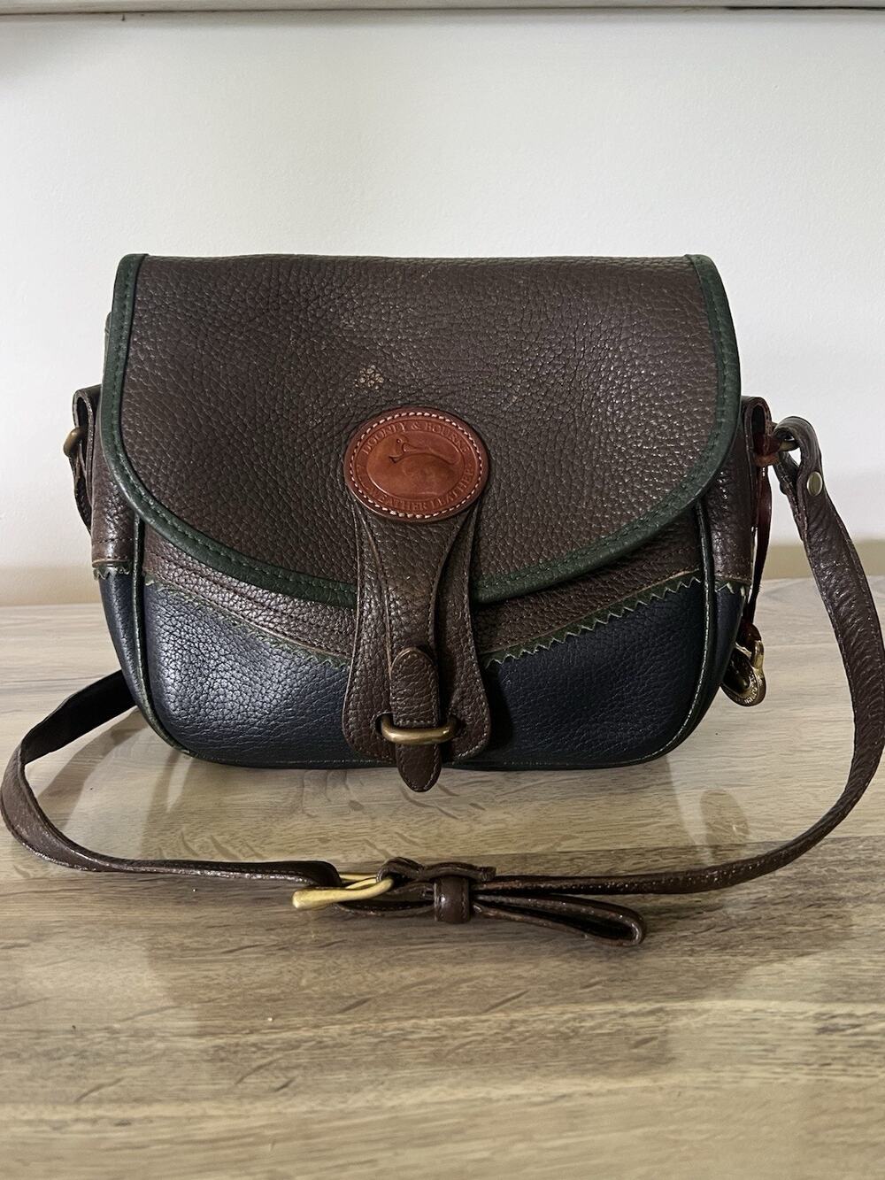 Vintage Dooney & Bourke Teton Collection All-Weather Leather saddle bag Brown